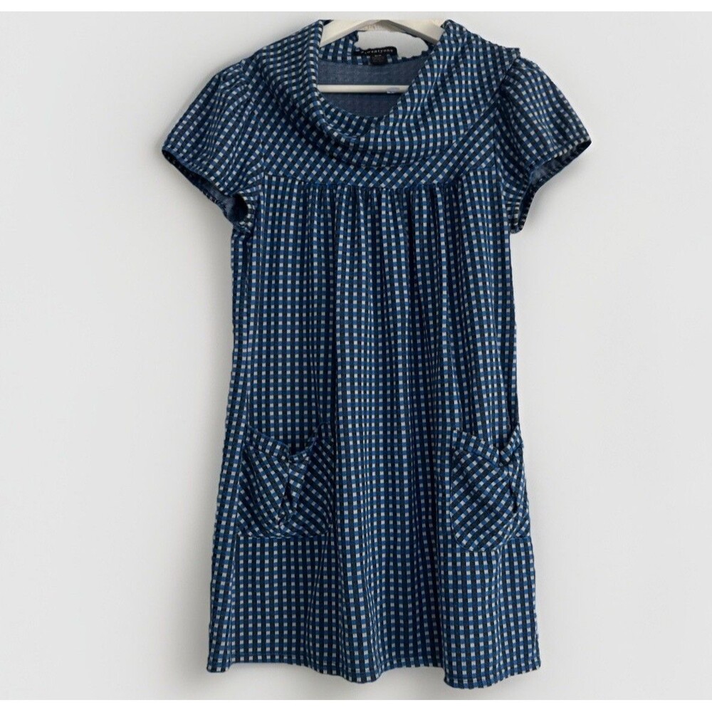 XXI Y2K Mini Dress Navi Blue Short Sleeve Sz S/P Pockets Fairy Western Festival